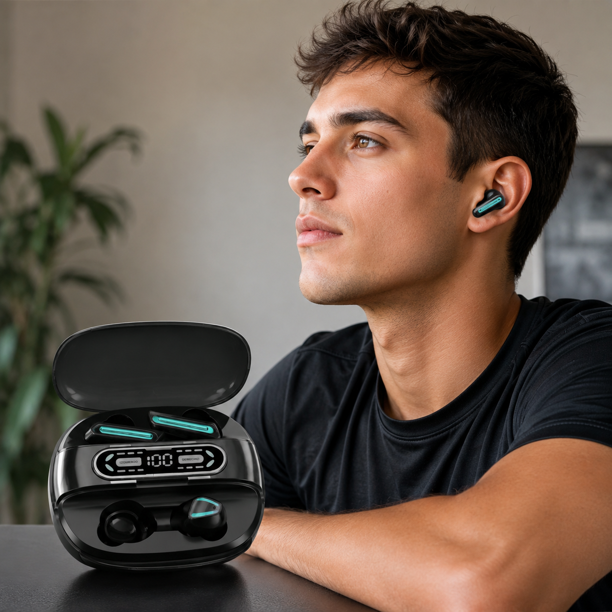 Dos personas usando cada una su auricular del pack D&uacute;o